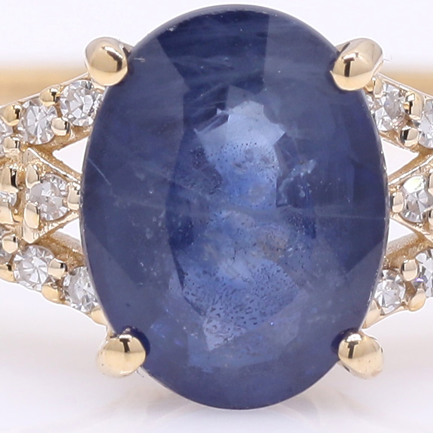 1.77 Ct Oval Mixed Cut Natural Sapphire 14K Gold Ring