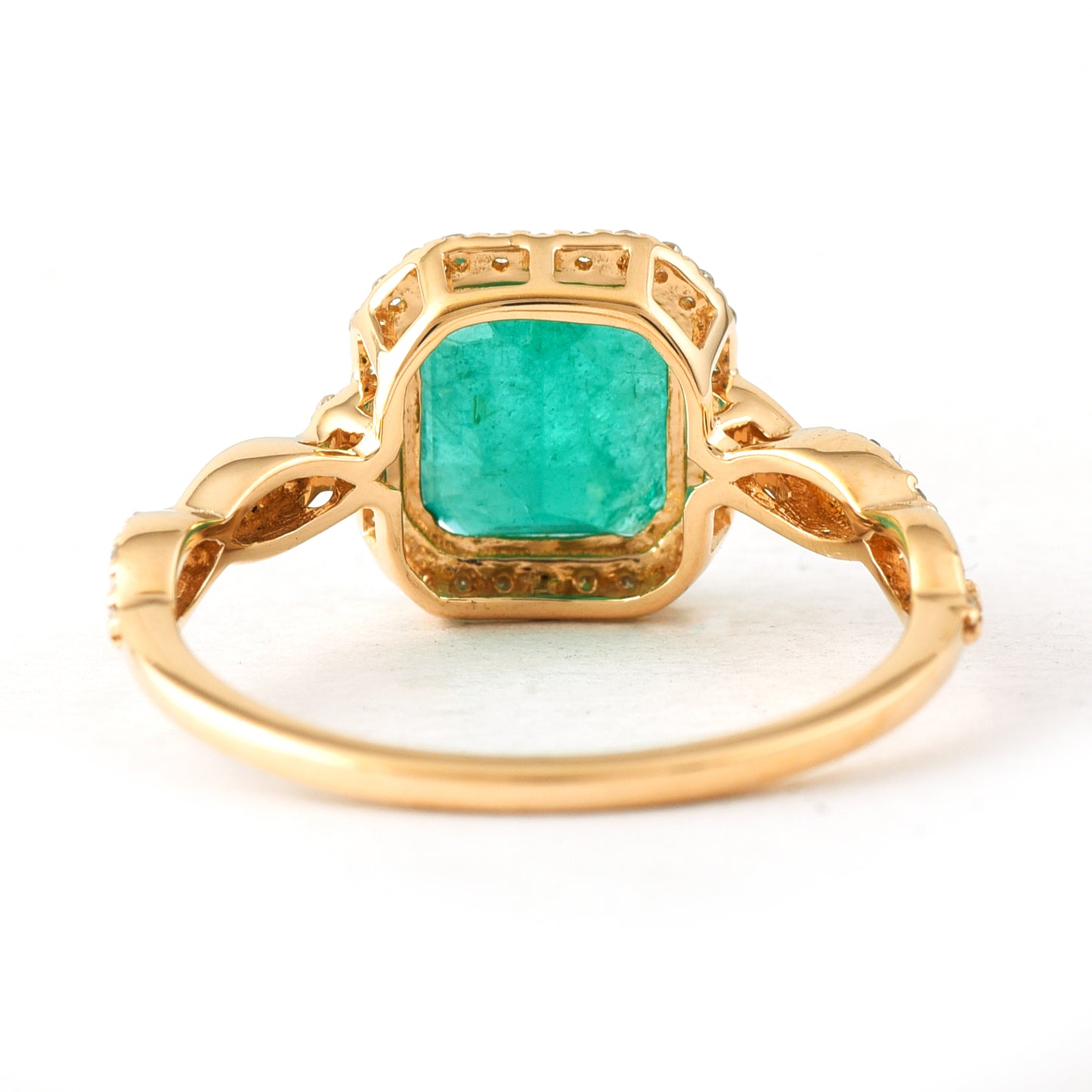 2.08 Ct Octagon Step Cut Natural Emerald 14K Gold Ring