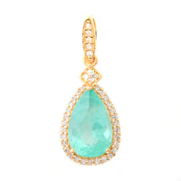 1.67 Ct Pear Mixed Cut Natural Emerald 14K Gold Pendant