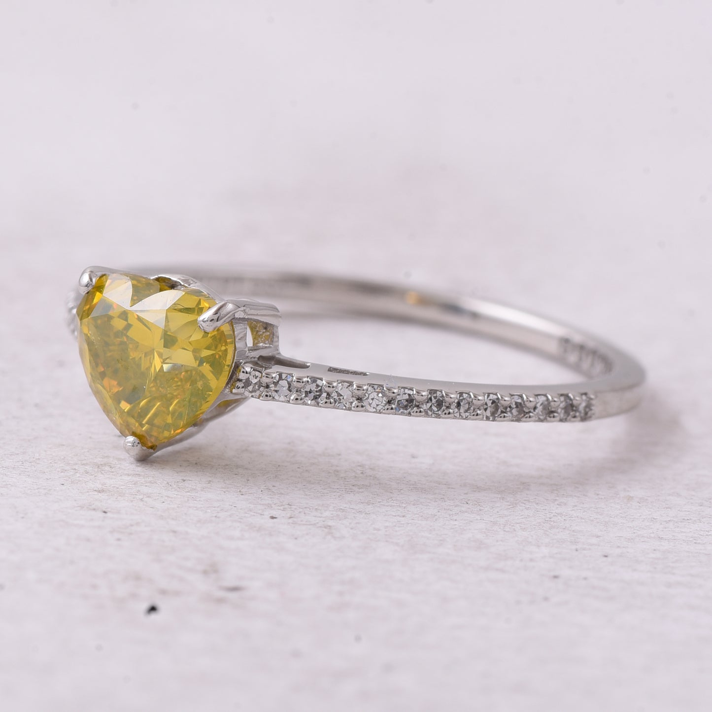 1.08 Ct Heart Yellow Diamond 950 Platinum Ring