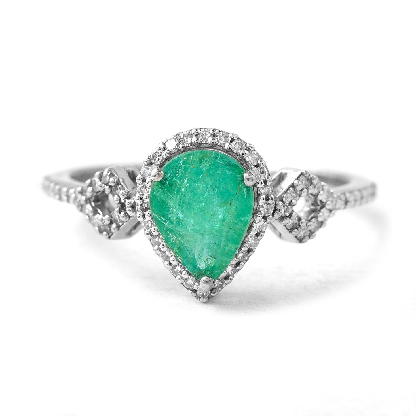 2.80 Ct Pear Mixed Cut Natural Emerald 950 Platinum Ring