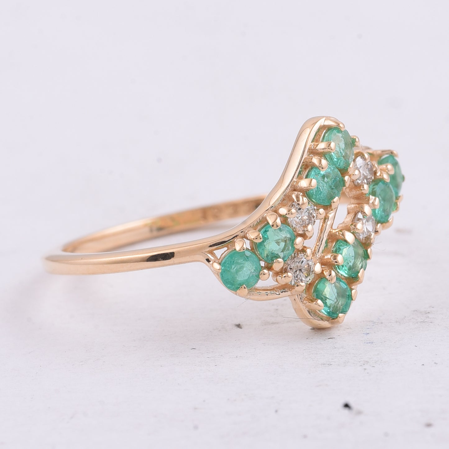 0.48 Ct Round Natural Emerald 14K Gold Ring