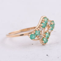0.48 Ct Round Natural Emerald 14K Gold Ring