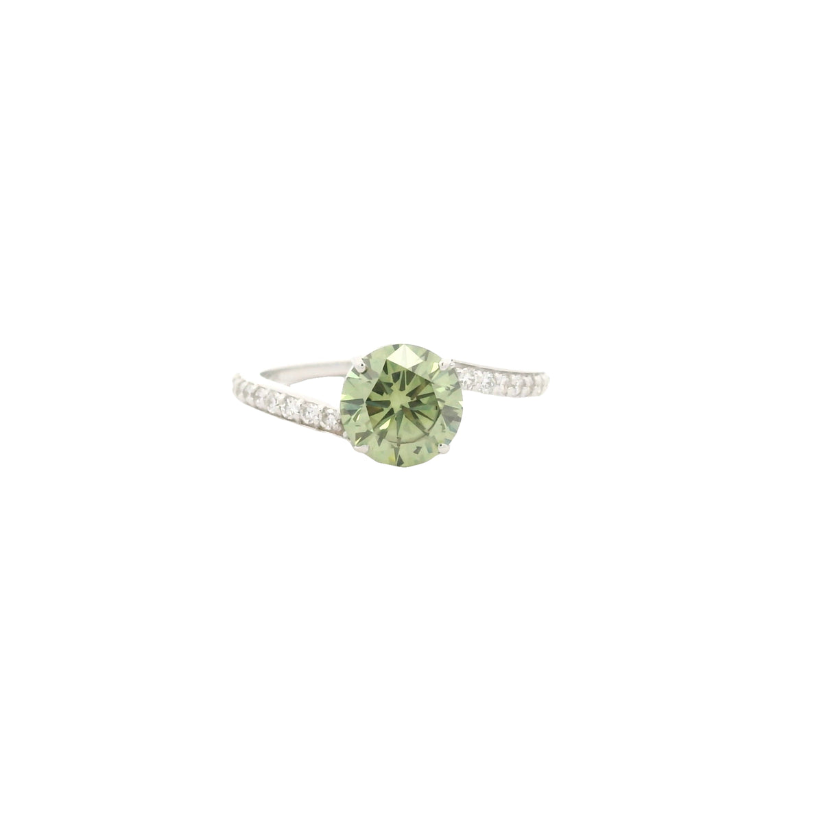 1.73 Carats Green Lab Grown Diamond 14K Gold Ring