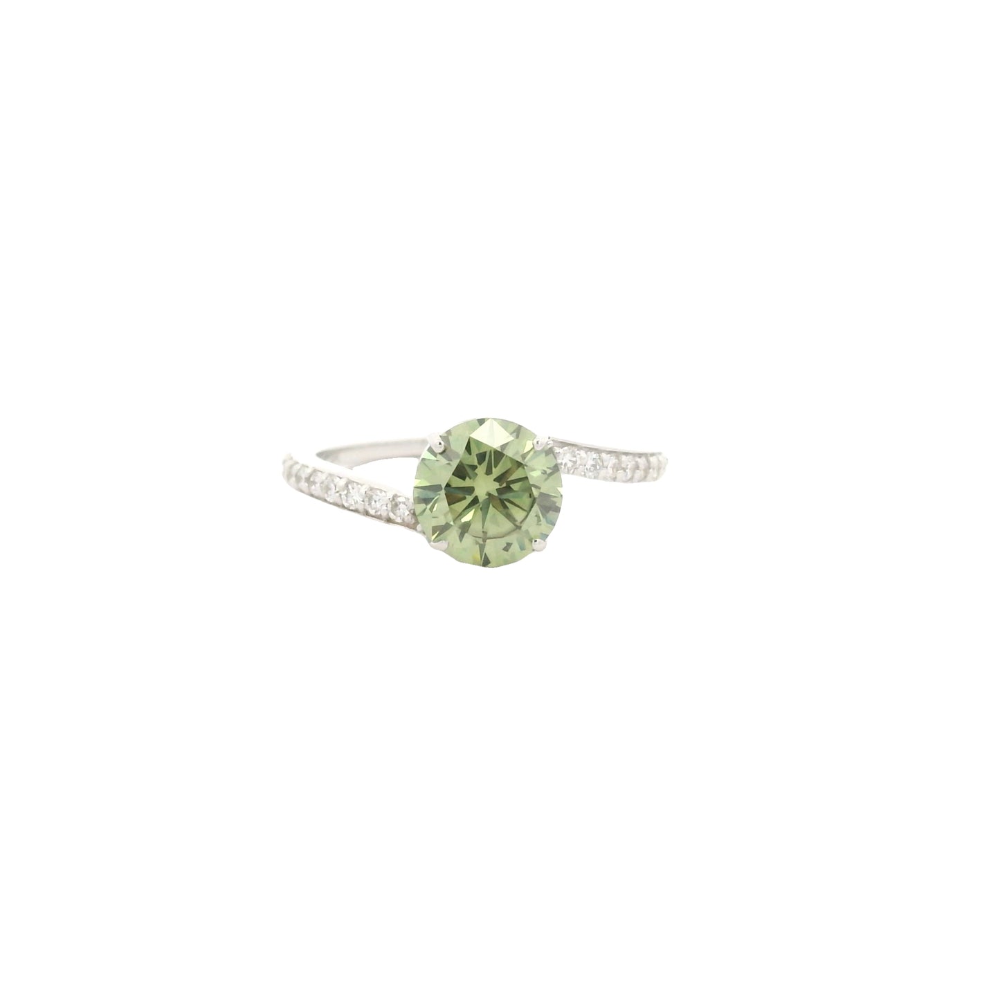 1.73 Carats Green Lab Grown Diamond 14K Gold Ring
