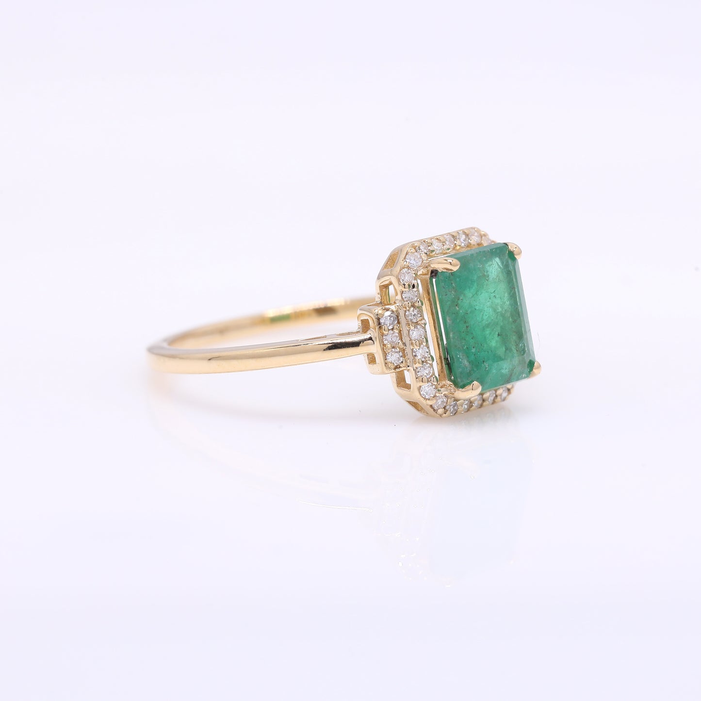 1.57 Ct Octagon Step Cut Natural Emerald 14K Gold Ring