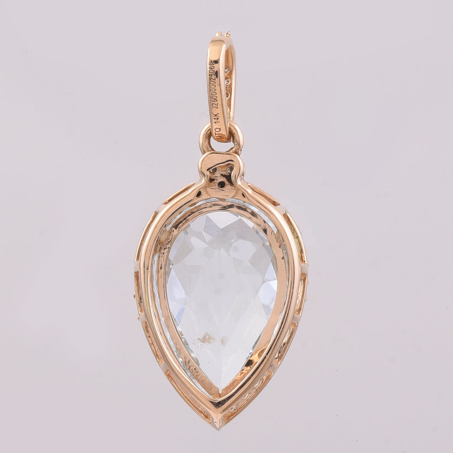 2.31 Ct Pear Mixed Cut Natural Aquamarine 14K Gold Pendant