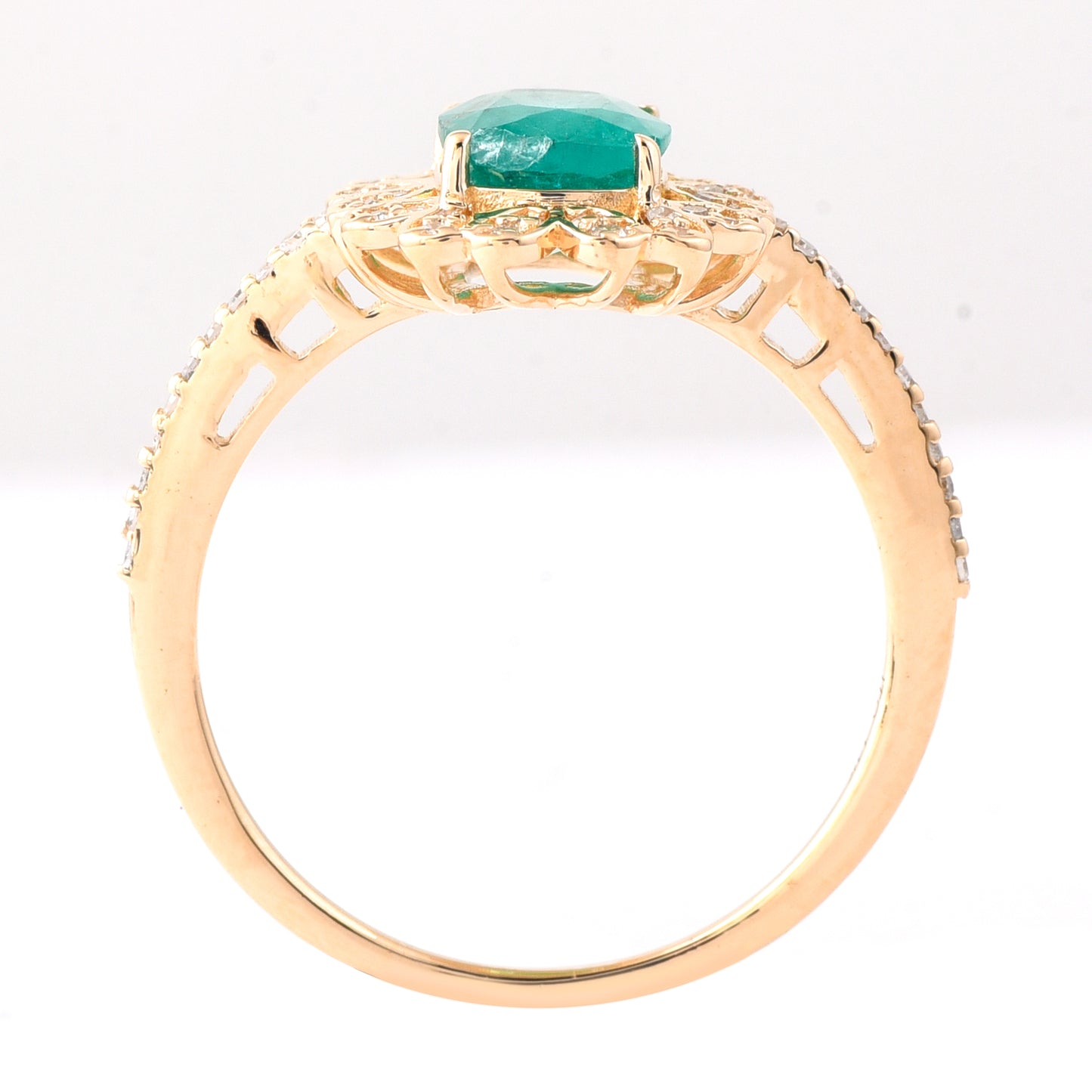 1.41 Ct Cushion Mixed Cut Natural Emerald 14K Gold Ring