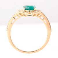 1.41 Ct Cushion Mixed Cut Natural Emerald 14K Gold Ring