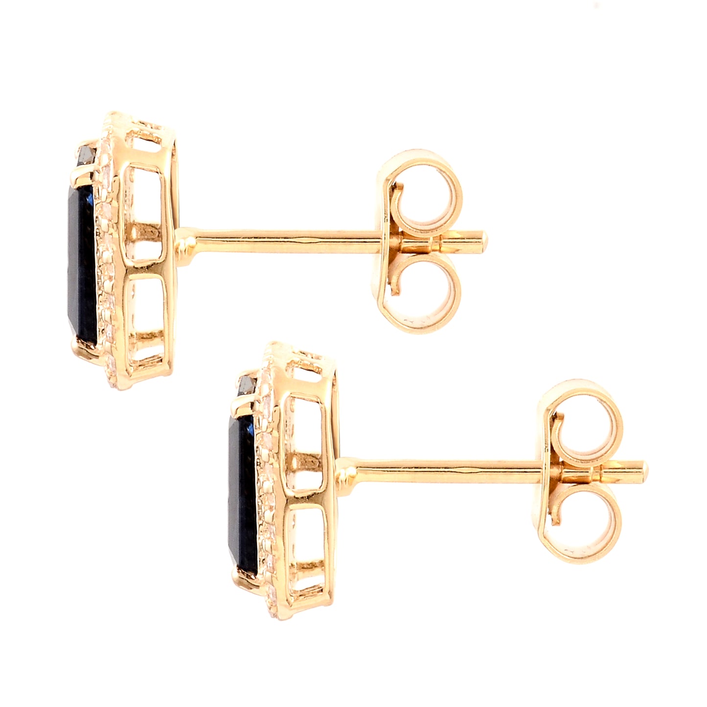 2.04 Ct Octagon Sapphire 14K Gold Earrings