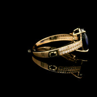4.33 Ct Oval Mixed Cut Lab Grown Sapphire 14K Gold Ring