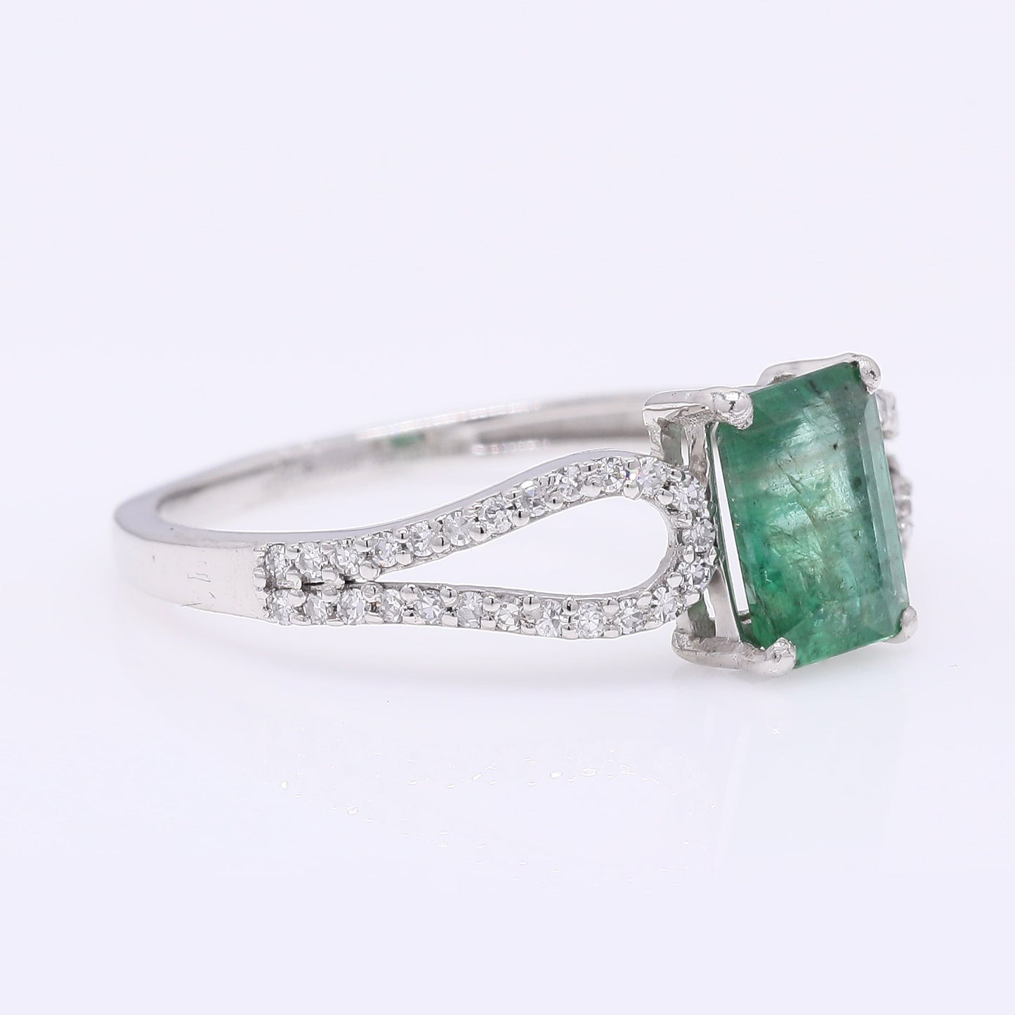1.06 Ct Octagon Step Cut Natural Emerald 950 Platinum Ring