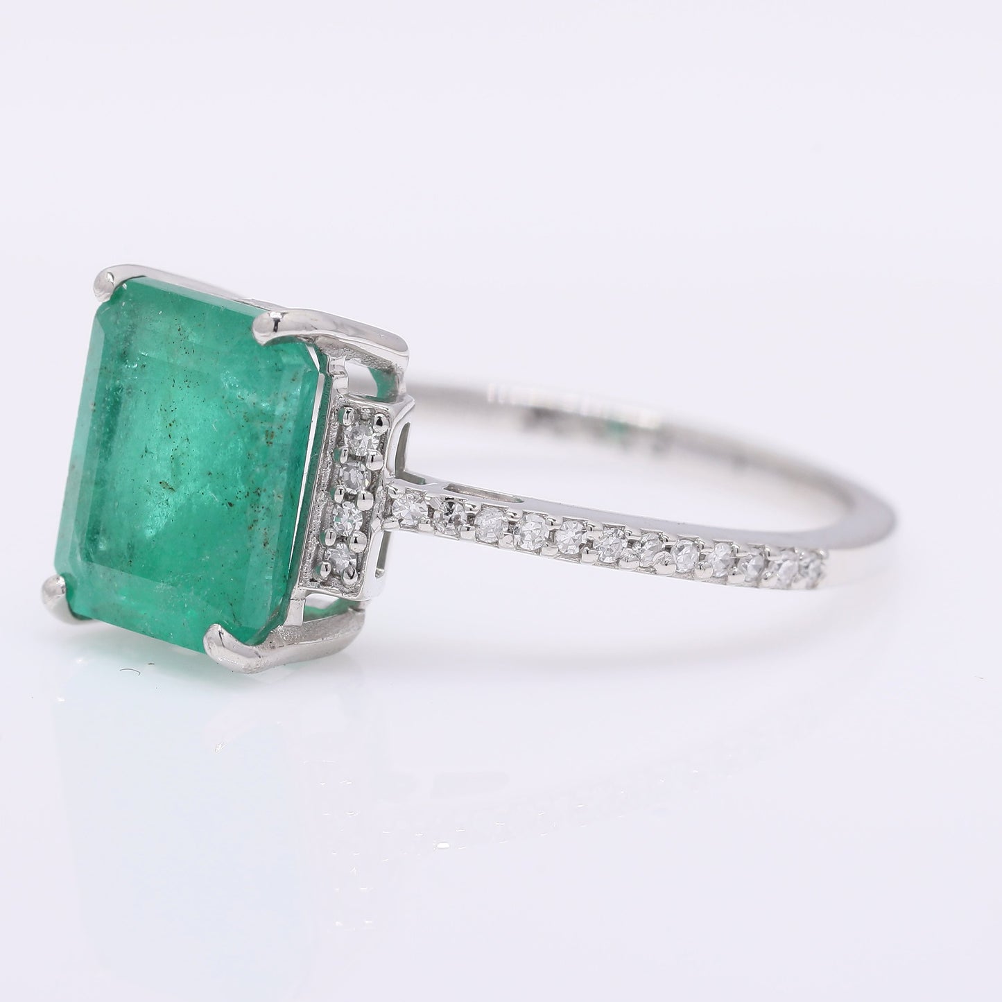 2.60 Ct Octagon Step Cut Natural Emerald 950 Platinum Ring
