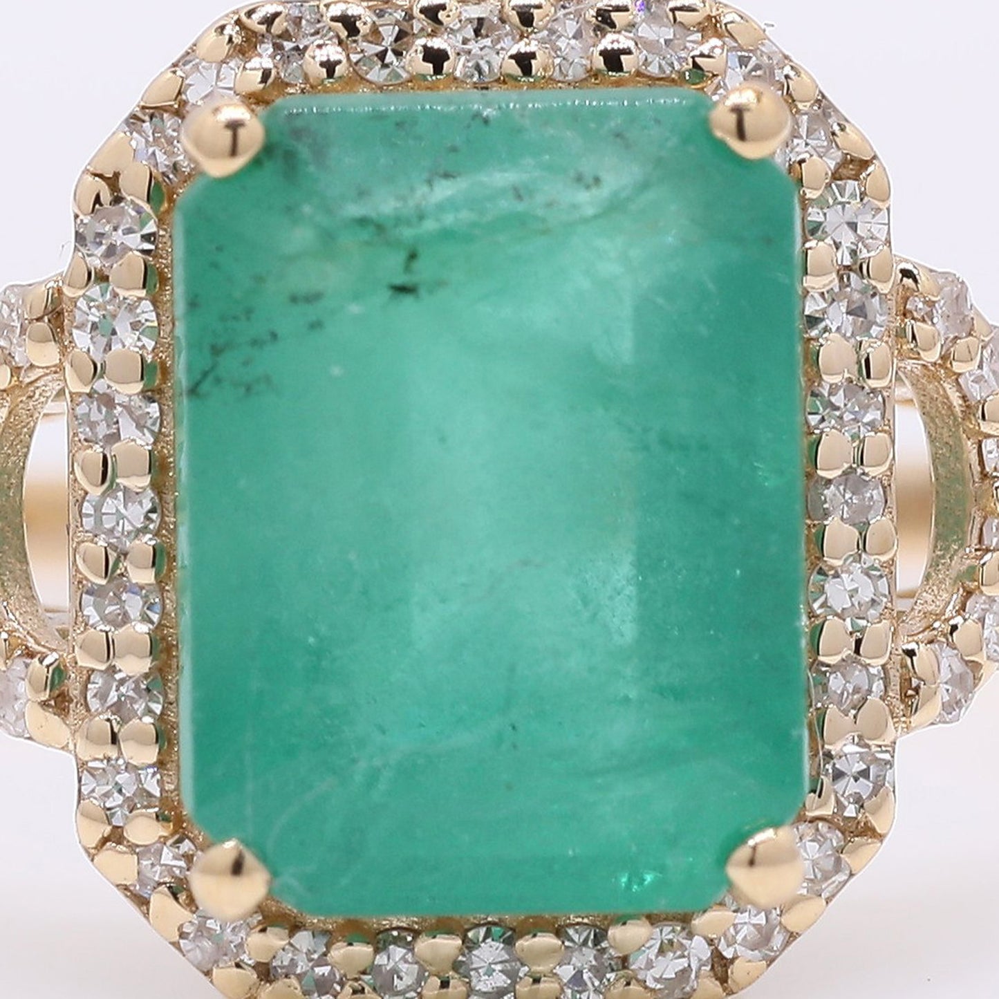 2.55 Ct Octagon Step Cut Natural Emerald 14K Gold Ring