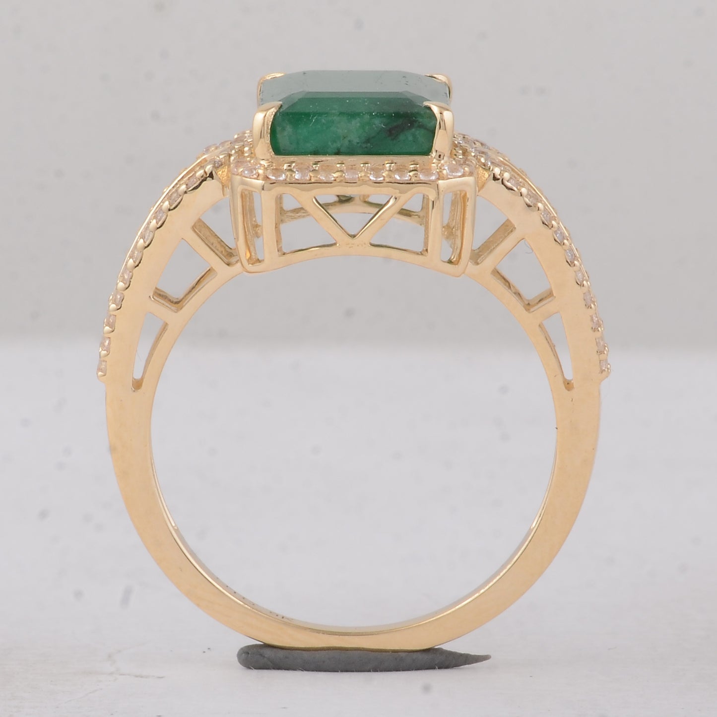 3.87 Ct Octagon Emerald 9K Gold Ring