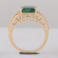 3.87 Ct Octagon Emerald 9K Gold Ring