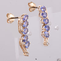 1.70 Ct Oval Natural Tanzanite 14K Gold Earrings