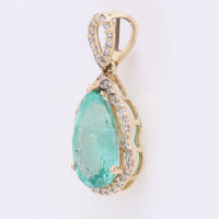 1.84 Ct Pear Mixed Cut Natural Emerald 14K Gold Pendant