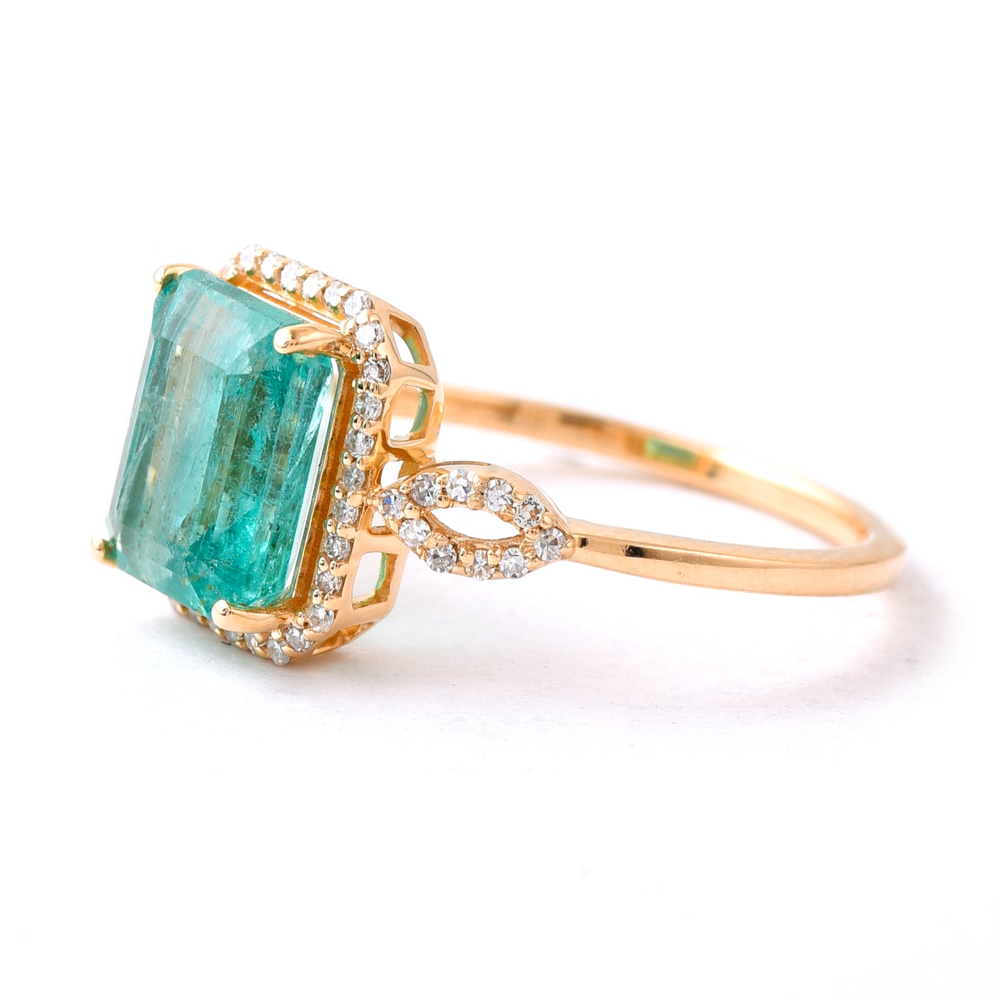 2.67 Ct Octagon Step Cut Natural Emerald 14K Gold Ring