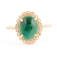 2.48 Ct Oval Cabochon Natural Beryl Emerald 14K Gold Ring