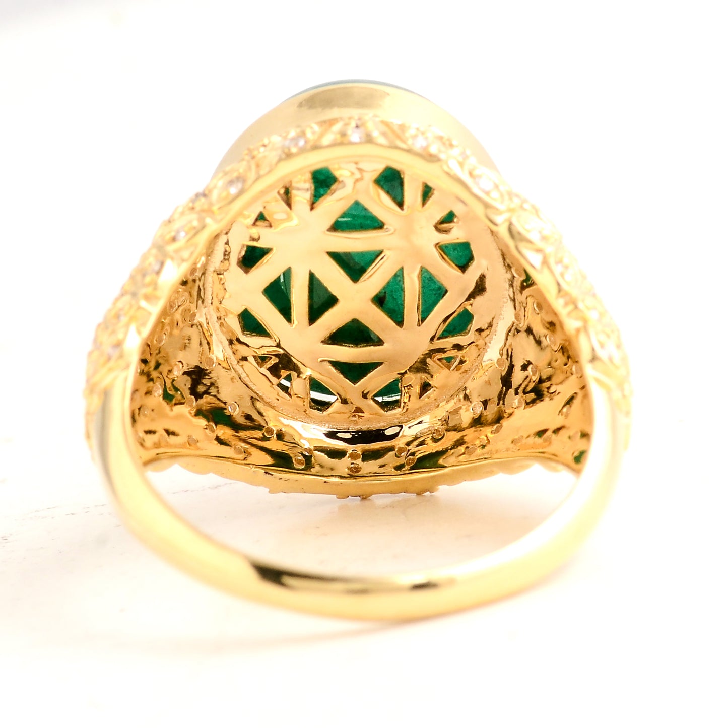 9.88 Carat Natural Beryl Emerald 14K Gold Ring