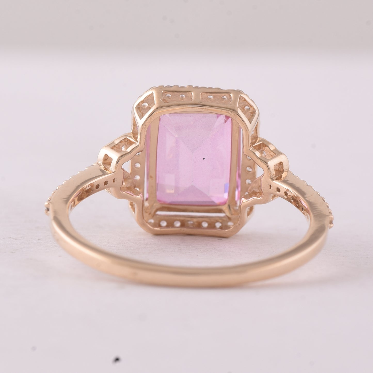 3.49 Ct Octagon Pink Topaz 9K Gold Ring