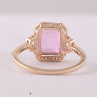 3.49 Ct Octagon Pink Topaz 9K Gold Ring