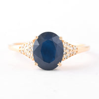 2.49 Ct Oval Mixed Cut Natural Sapphire 14K Gold Ring