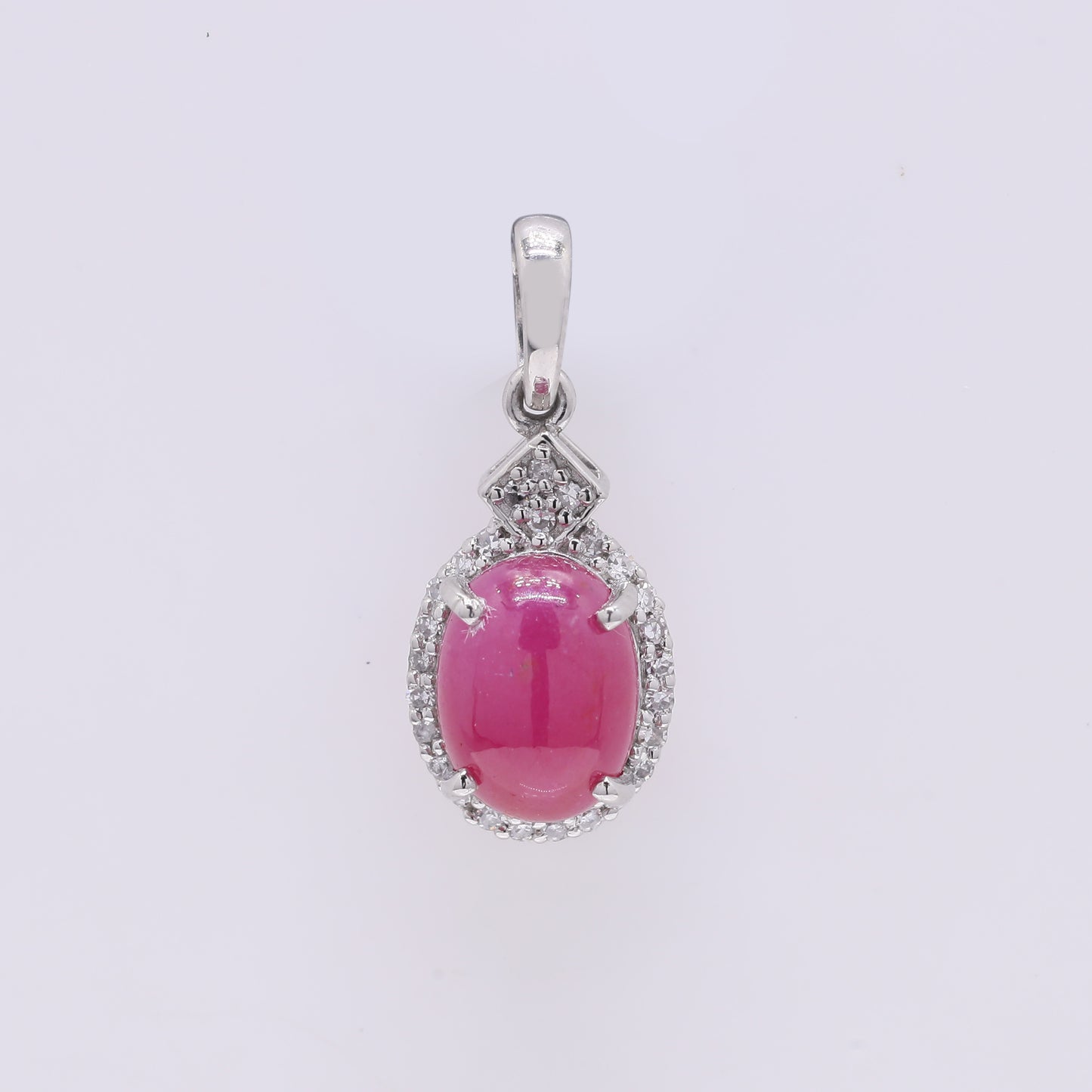 2.18 Ct Oval Cabochon Cut Natural Ruby 950 Platinum Pendant