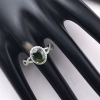 2.82 Ct Oval Mixed Cut Natural Green Sapphire 950 Platinum Ring