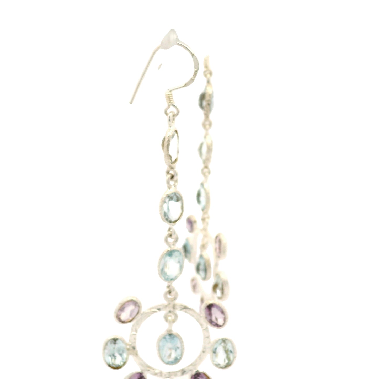 18.33 Ct Amethyst, Blue Topaz 925 Sterling Silver Earrings