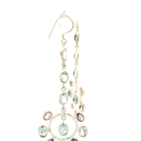 18.33 Ct Amethyst, Blue Topaz 925 Sterling Silver Earrings