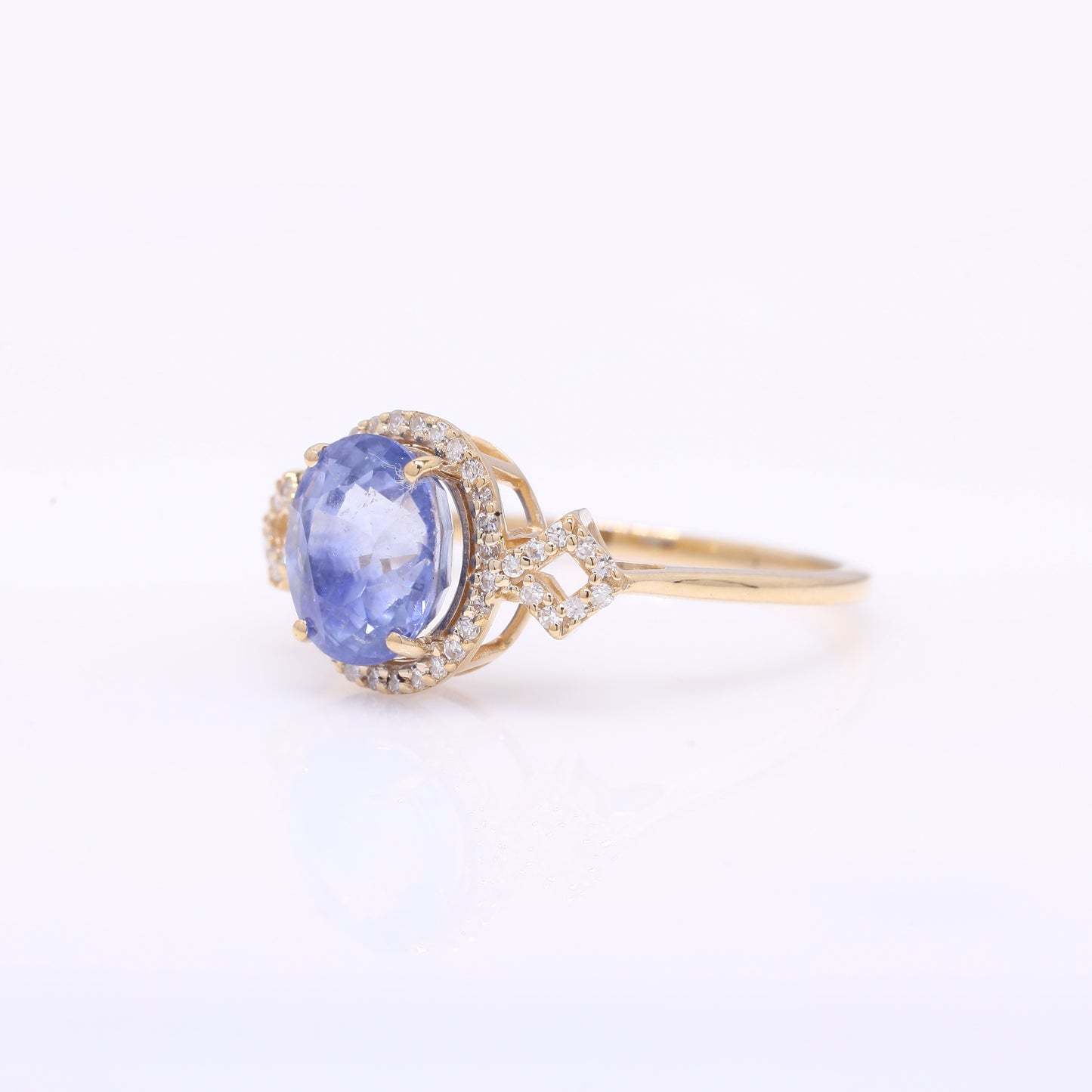2.81 Ct Oval Mixed Cut Natural Sapphire 14K Gold Ring