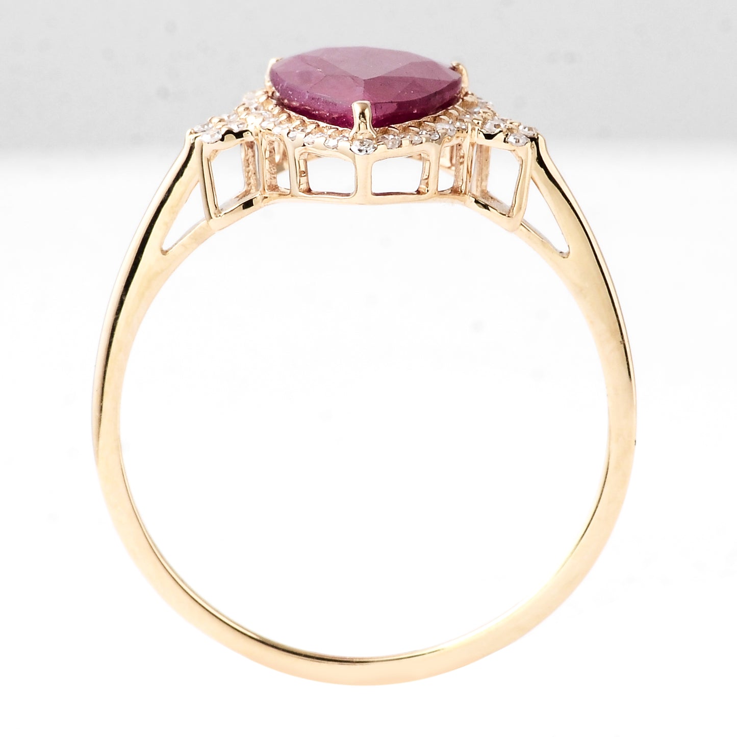 2.11 Ct Pear Mixed Cut Natural Corundum Ruby 14K Gold Ring