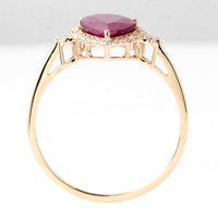 2.11 Ct Pear Mixed Cut Natural Corundum Ruby 14K Gold Ring