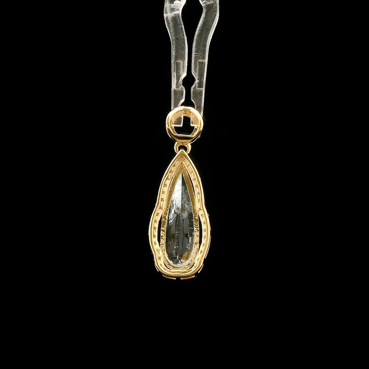 1.69 Ct Pear Mixed Cut Natural Aquamarine 14K Gold Pendant