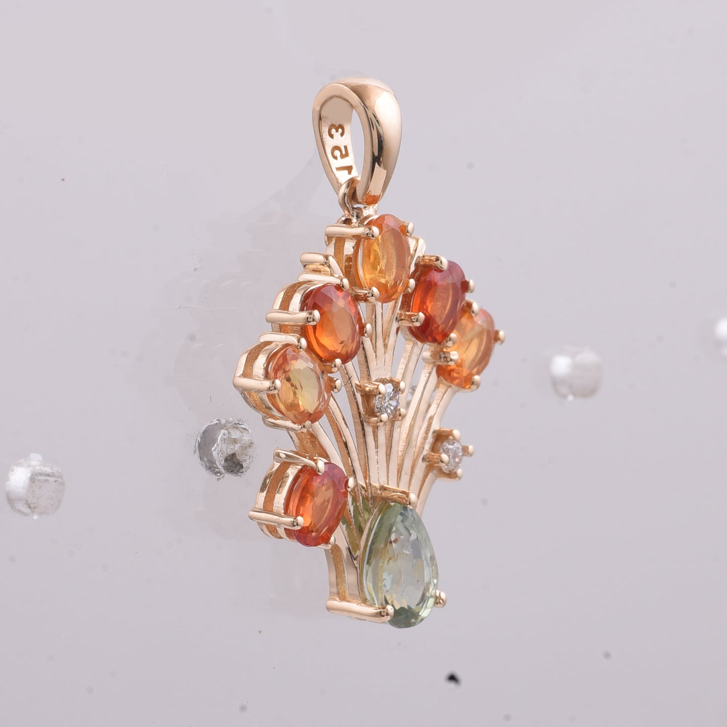 1.74 Ct Pear, Oval Natural Multi-Coloured Sapphire 14K Gold Pendant