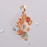 1.74 Ct Pear, Oval Natural Multi-Coloured Sapphire 14K Gold Pendant