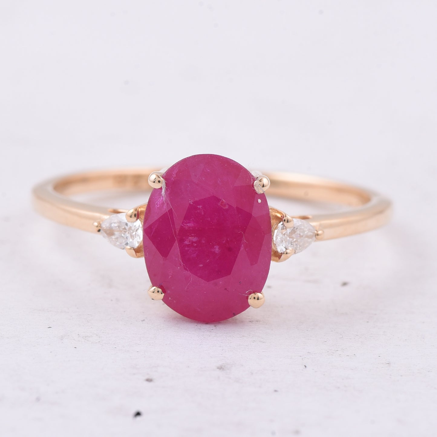 2.34 Ct Oval Natural Ruby 14K Gold Ring