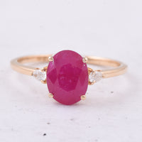 2.34 Ct Oval Natural Ruby 14K Gold Ring
