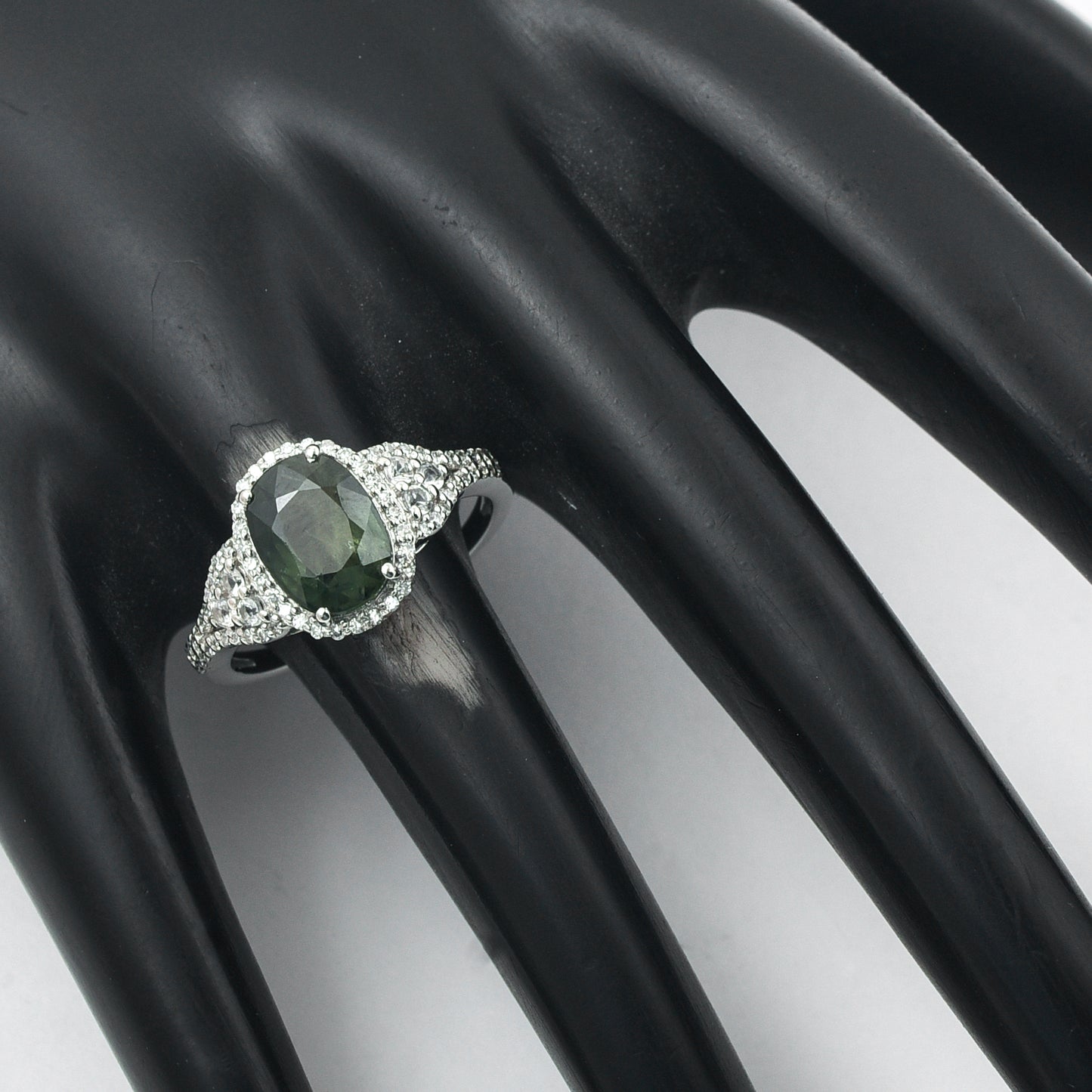 2.77 Ct Oval Mixed Cut Natural Green Sapphire 950 Platinum Ring