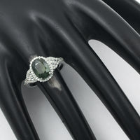 2.77 Ct Oval Mixed Cut Natural Green Sapphire 950 Platinum Ring