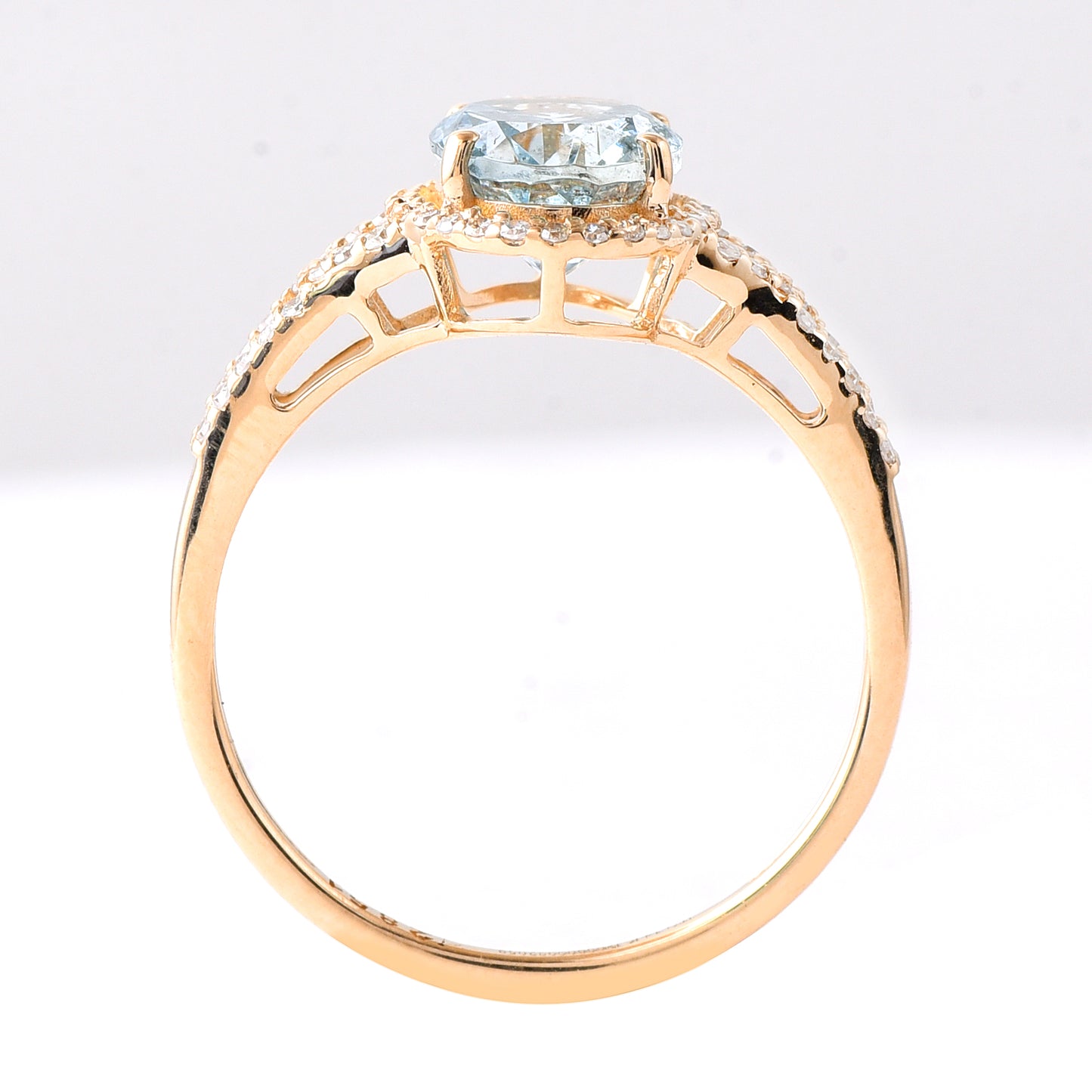 1.84 Ct Oval Mixed Cut Natural Aquamarine 14K Gold Ring