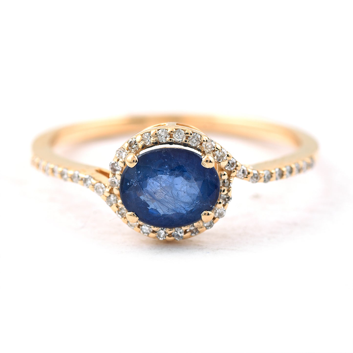 1.14 Ct Oval Mixed Cut Natural Sapphire 14K Gold Ring