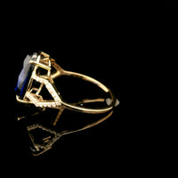 6.30 Ct Oval Mixed Cut Lab Grown Sapphire 14K Gold Ring