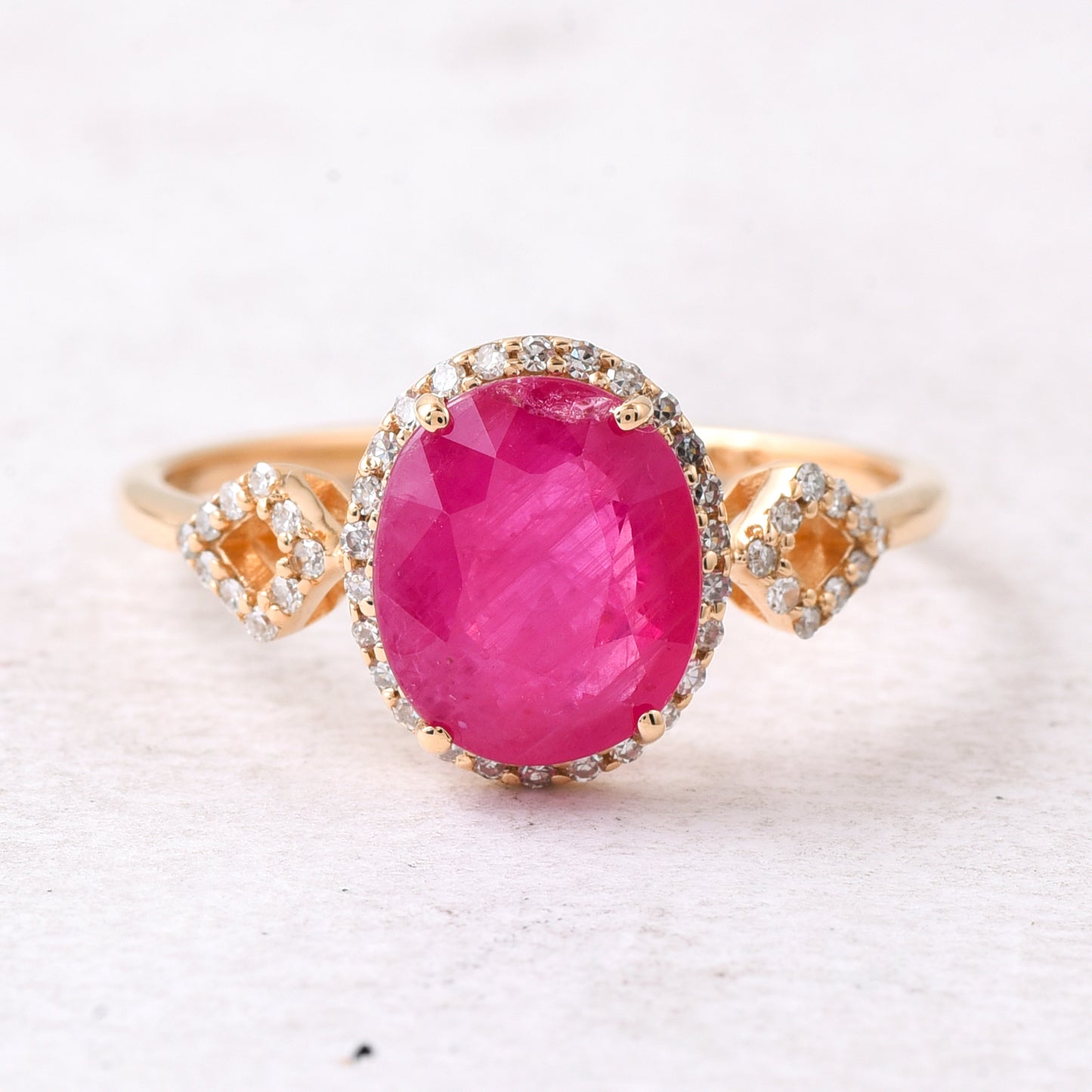 2.53 Ct Oval Mixed Cut Natural Ruby 14K Gold Ring