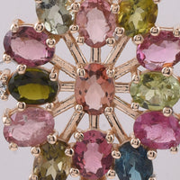 1.98 Ct Oval Natural Multi-Coloured Tourmaline 14K Gold Pendant