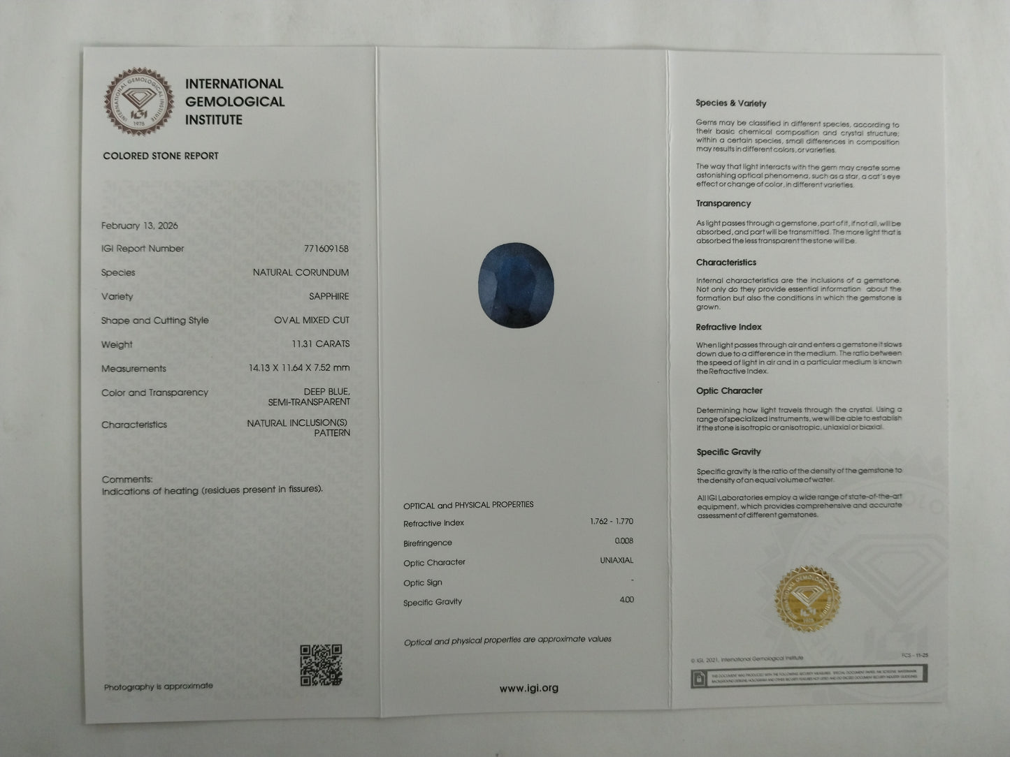 11.31 Natural Corundum Sapphire Oval Mixed Cut Gemstone