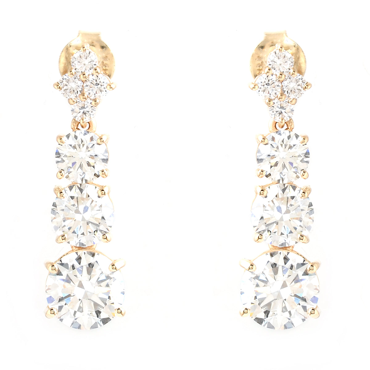 3.77 Carats Lab Grown Diamond 14K Gold Earrings
