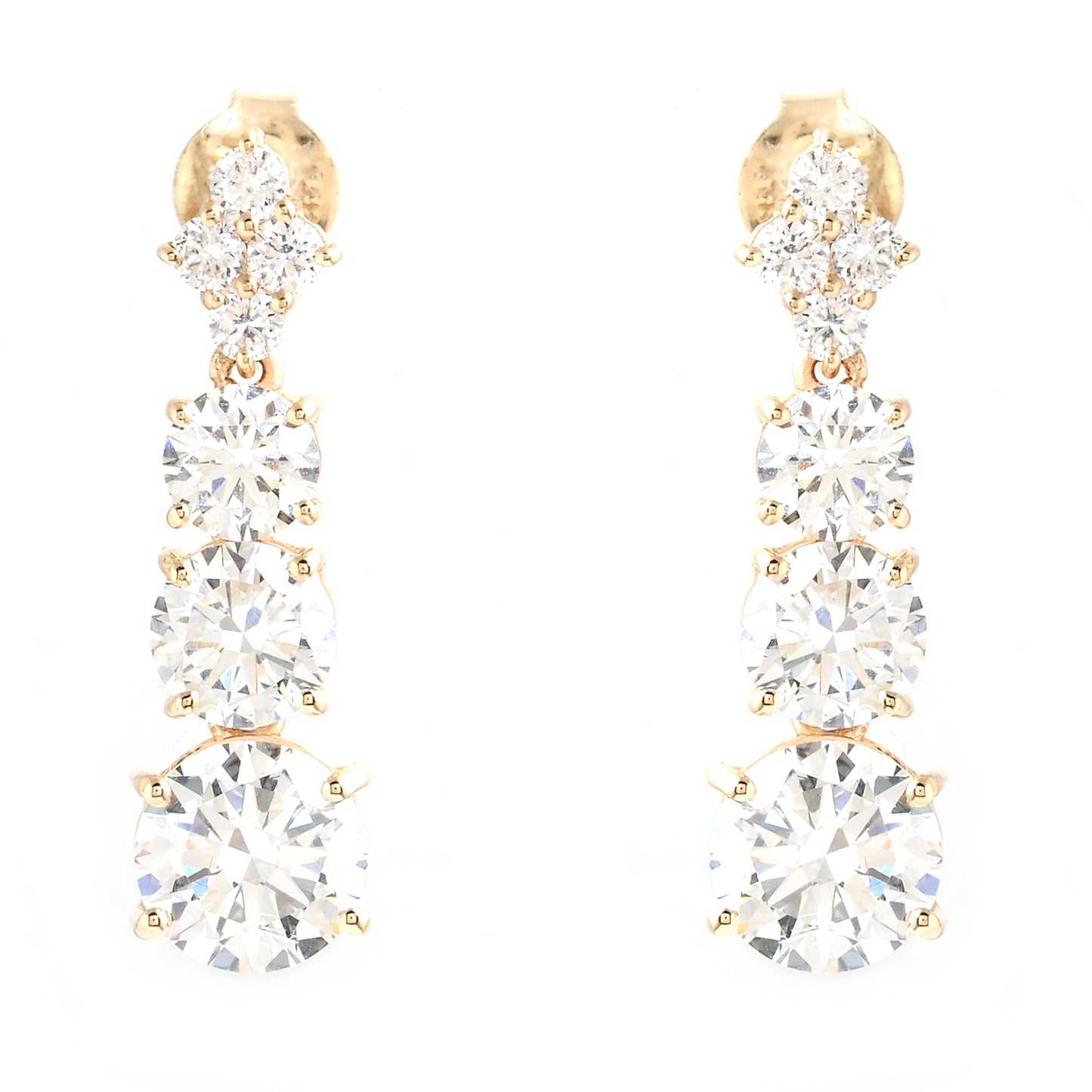 3.77 Carats Lab Grown Diamond 14K Gold Earrings